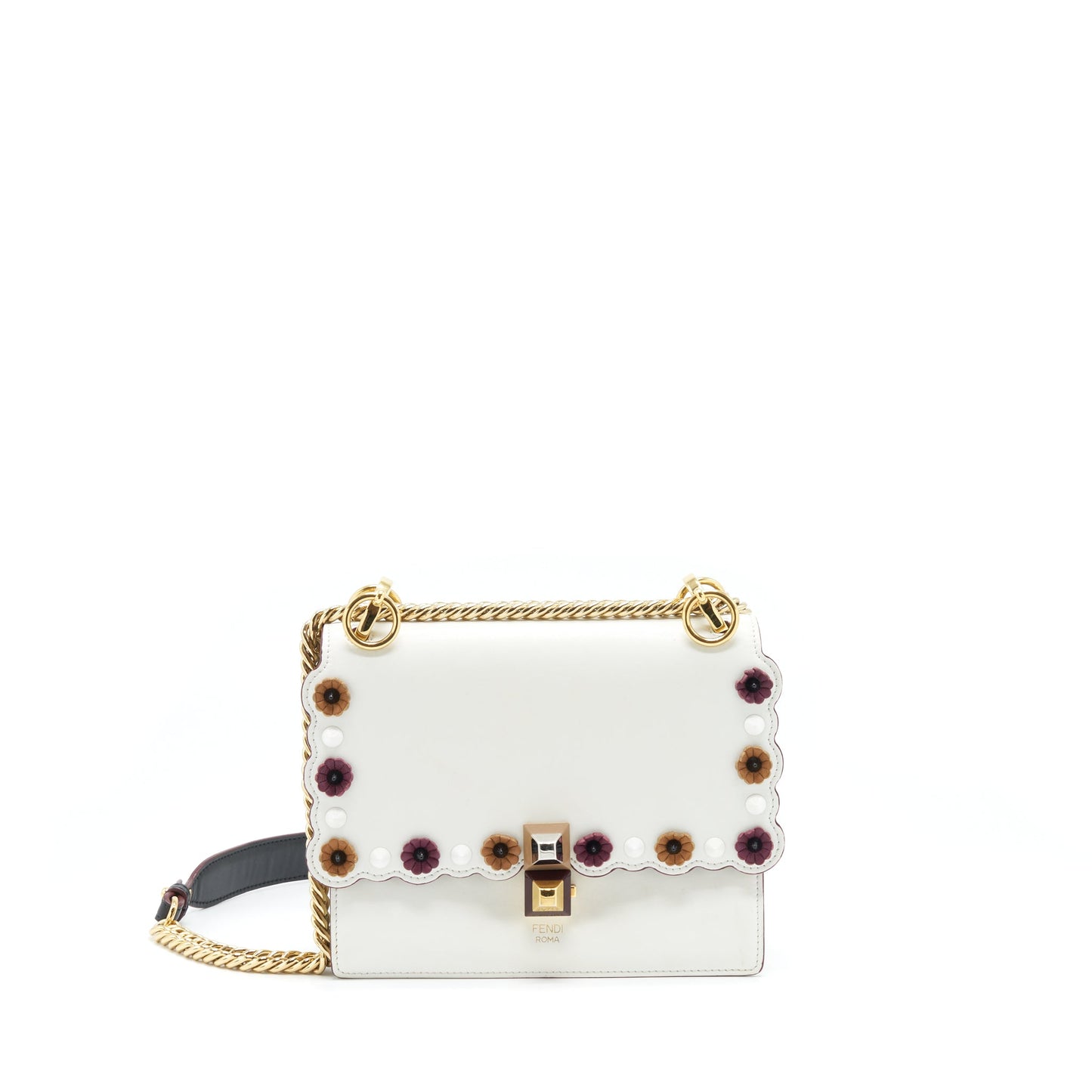Fendi Kan I Purse White/Multicolour Gold And Silver Hardware