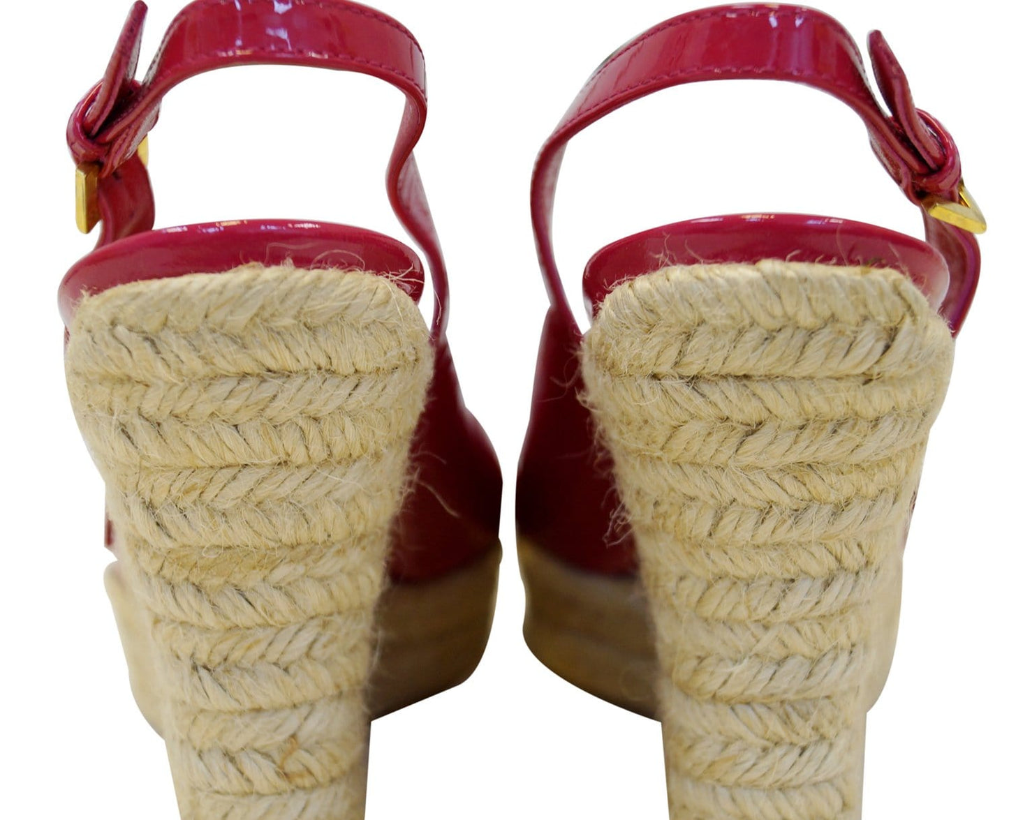 LOUIS VUITTON Patent Leather Floral Embellished Espadrille Wedges - Sale