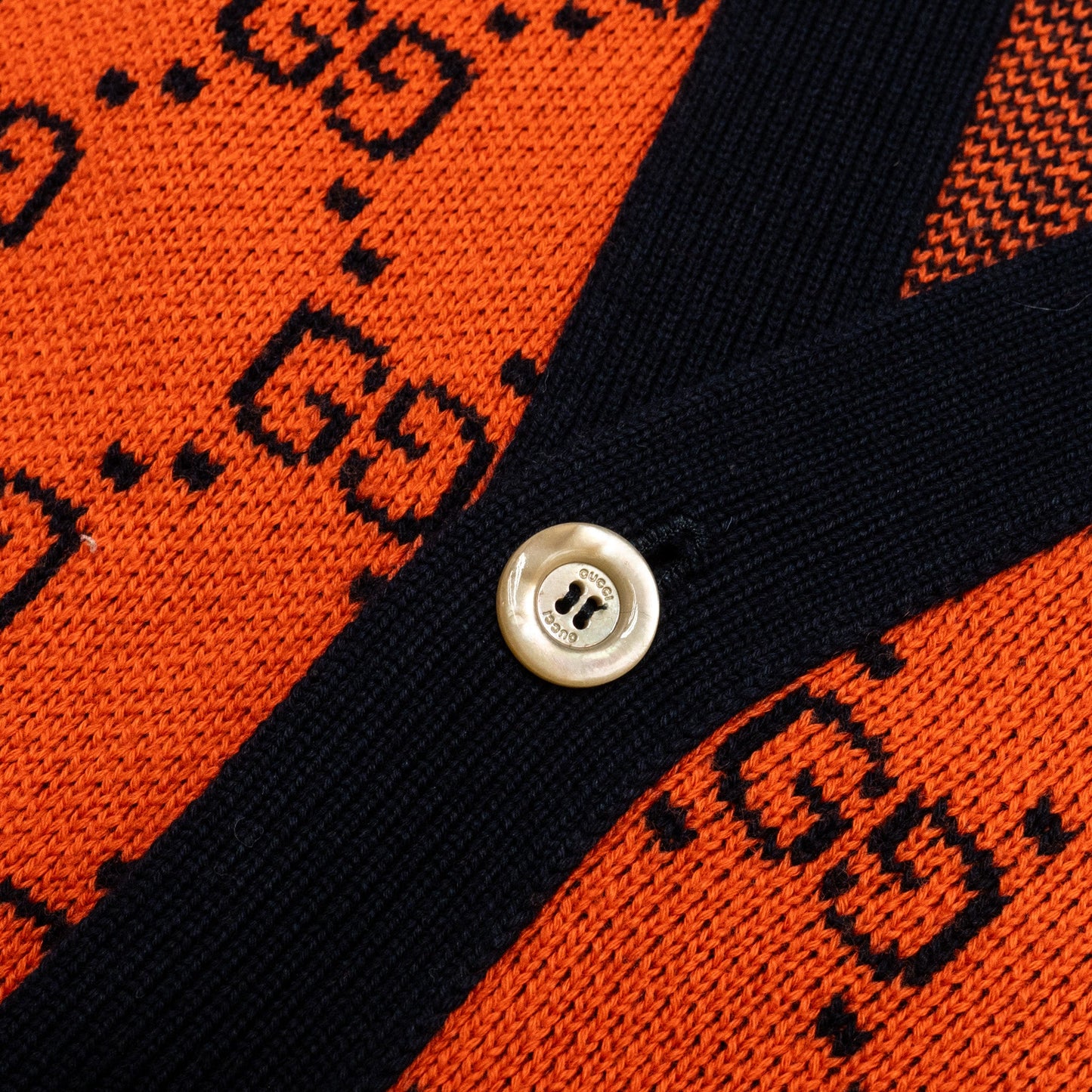 Gucci Size Jacquard Cardigan Wool/Cotton Orange