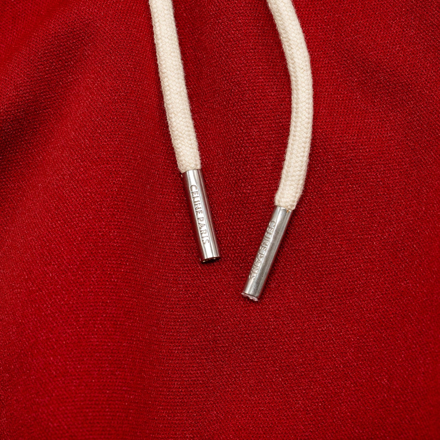 Celine Size S Cropped Hoodie Jersey Polyester Red / White