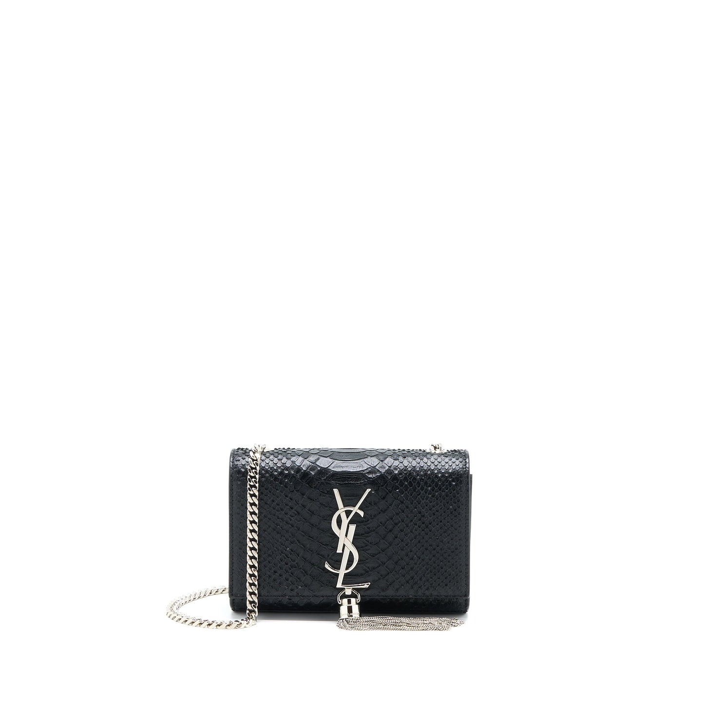 Saint Laurent Small Kate Python Embossed Calfskin Black
