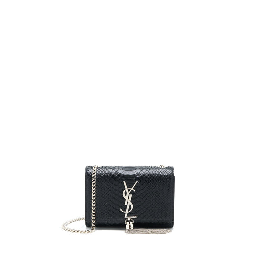 Saint Laurent Small Kate Python Embossed Calfskin Black