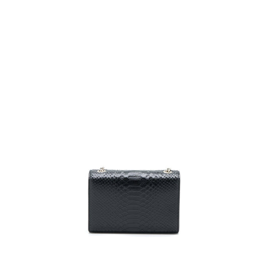 Saint Laurent Small Kate Python Embossed Calfskin Black