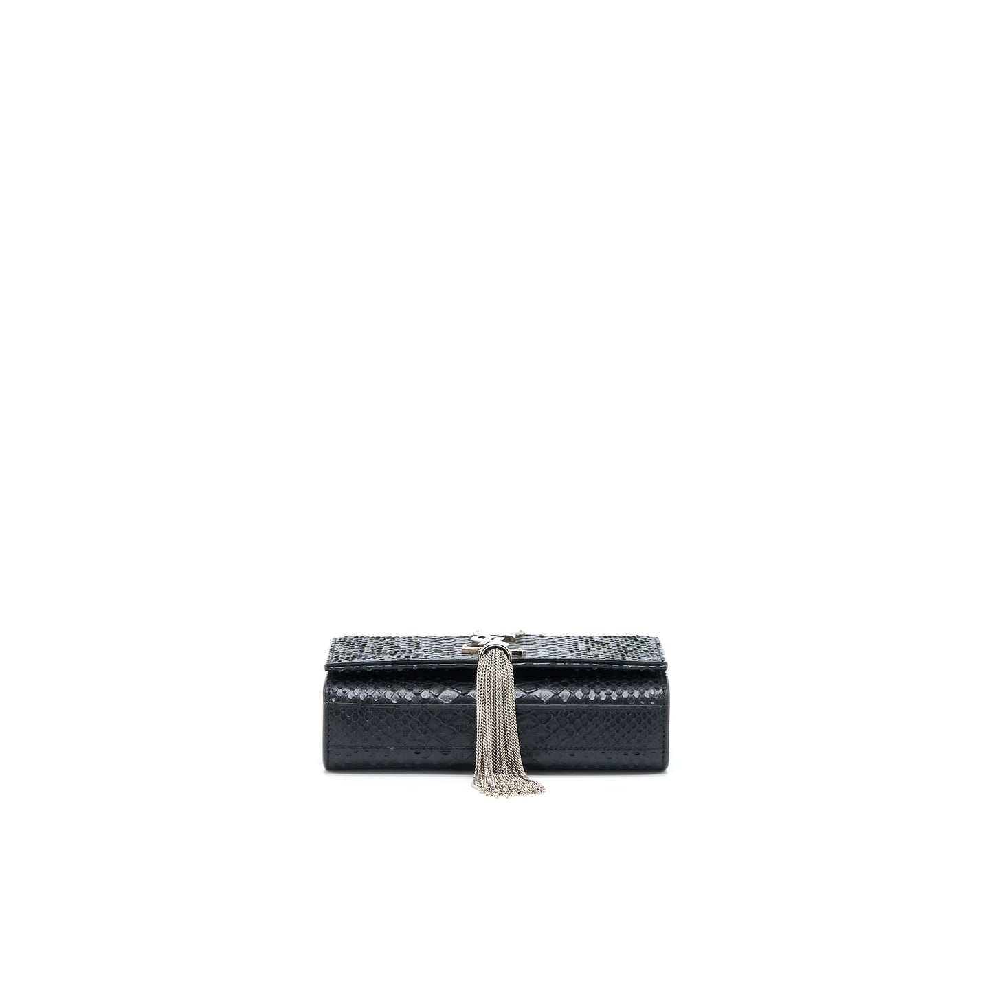Saint Laurent Small Kate Python Embossed Calfskin Black