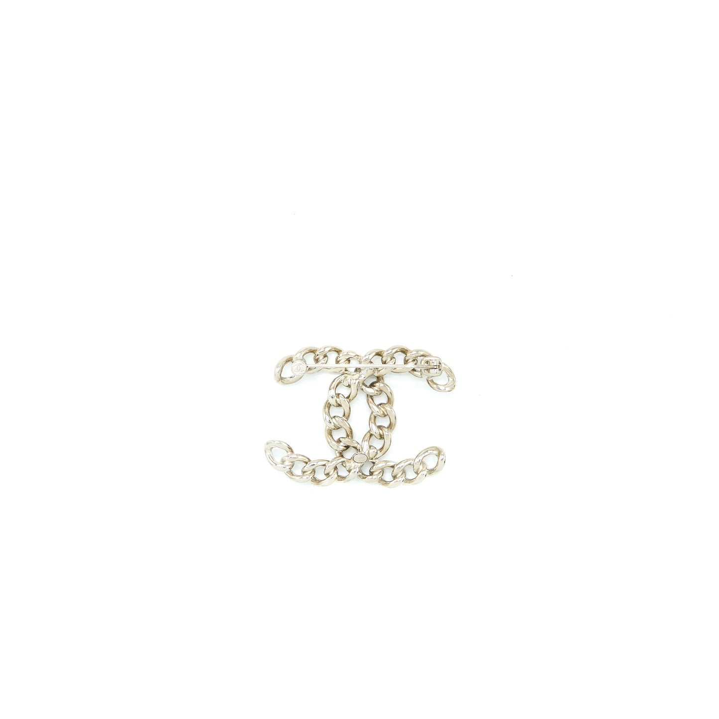 Chanel Twisted CC Crystal Logo Brooch SHW