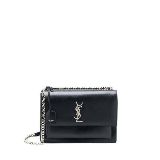 Saint Laurent/ Sunset Large Chain Purse Calfskin Black
