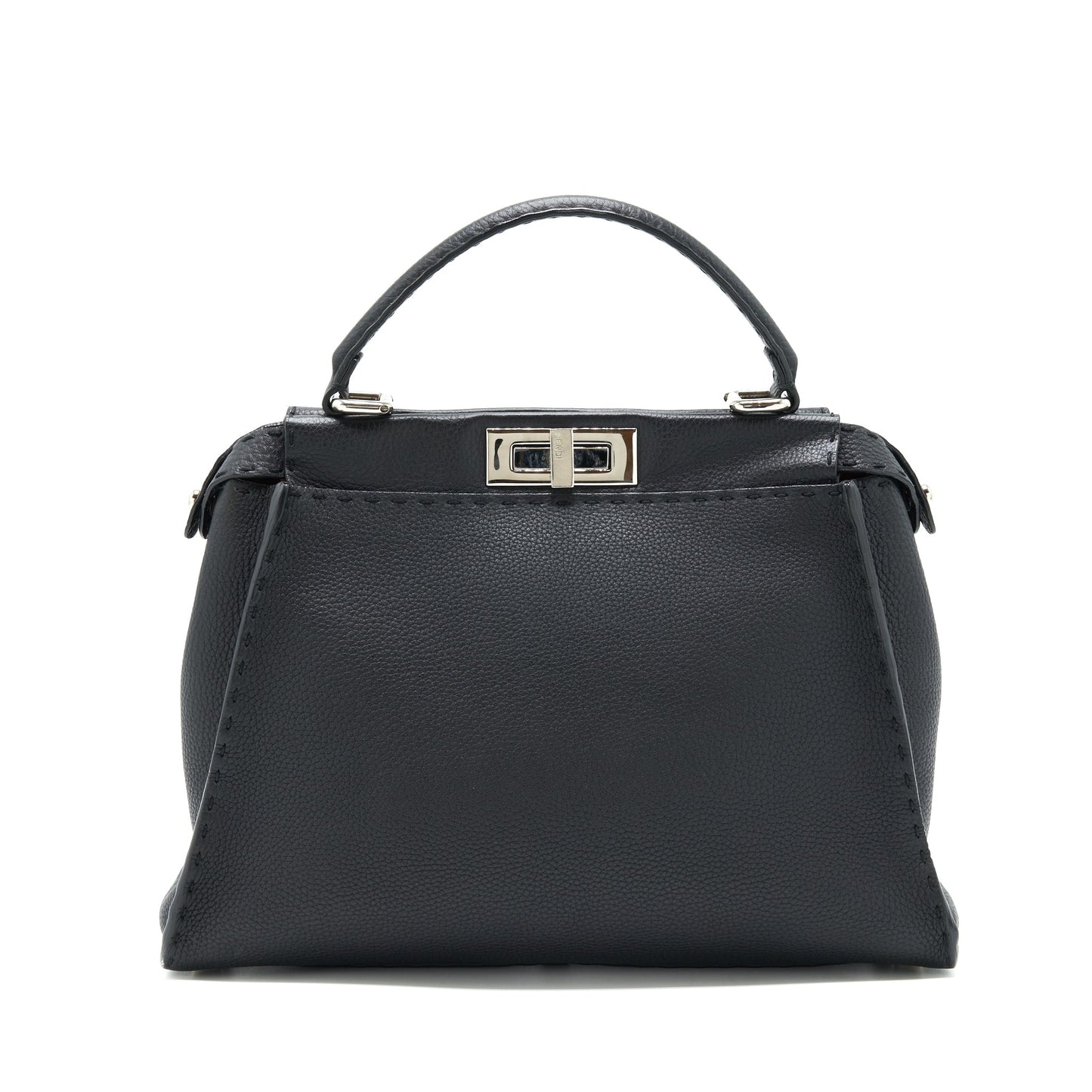 Fendi Peekaboo Tote Purse Grained Calfskin Black