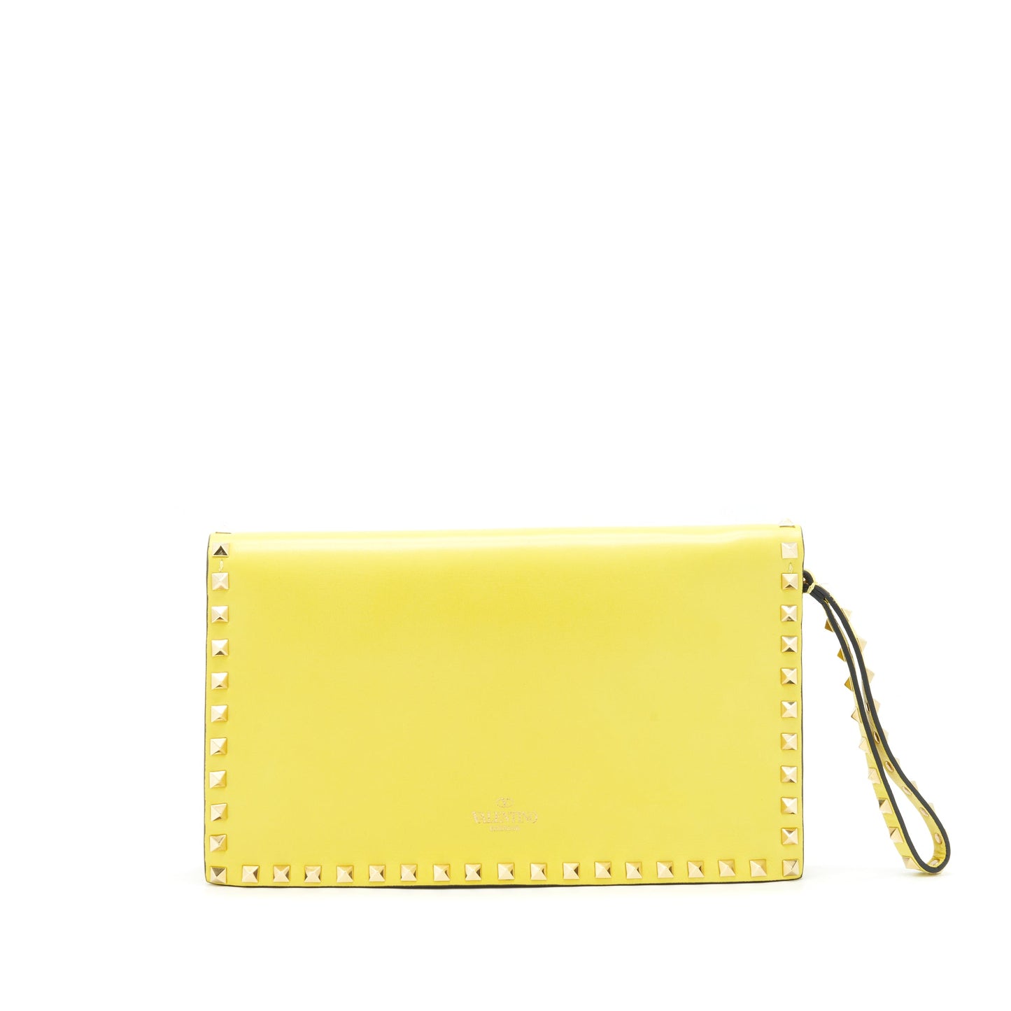 Valentino Rockstud Clutch Purse Yellow