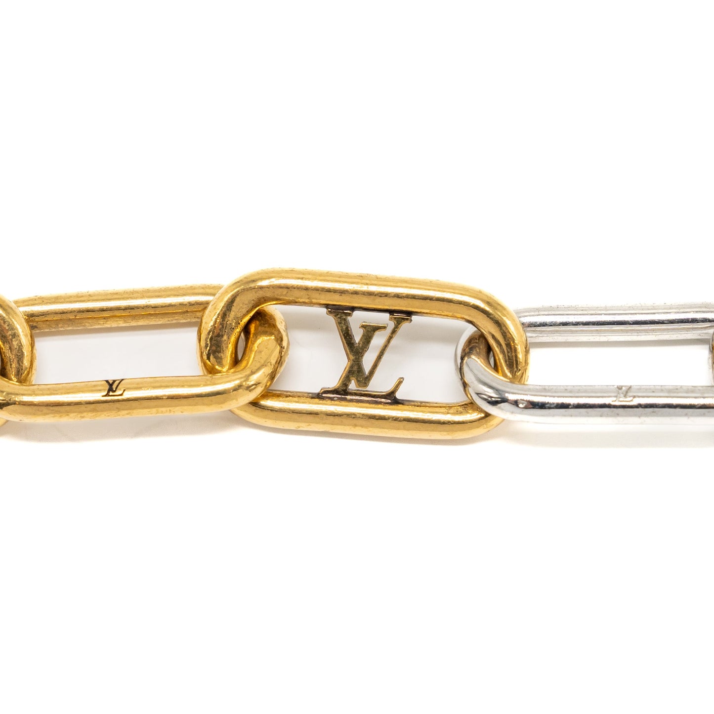 Louis Vuitton Size M Brasserie Signature Chain Metal Bracelet Gold/Silver Rainbow Tone