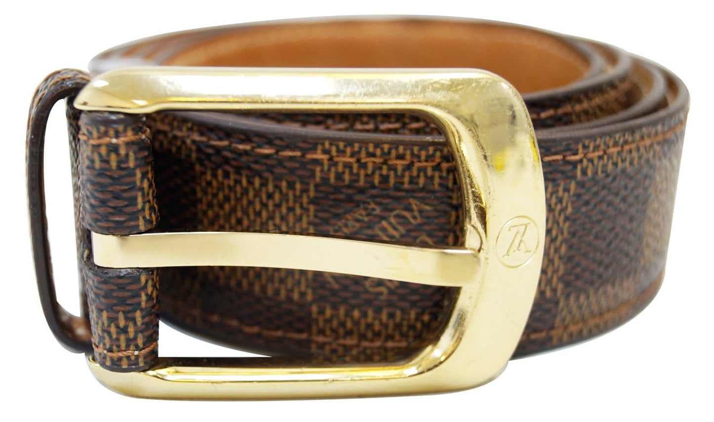 LOUIS VUITTON Damier Ebene Riveted Belt Size 90/36