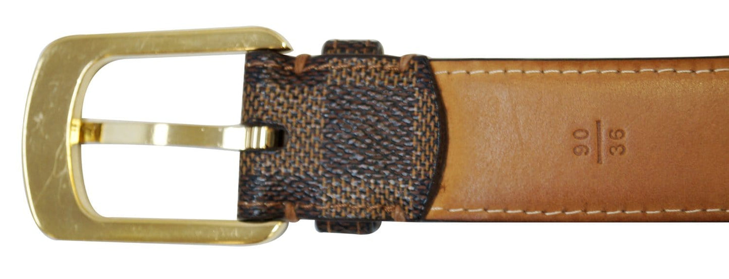 LOUIS VUITTON Damier Ebene Riveted Belt Size 90/36