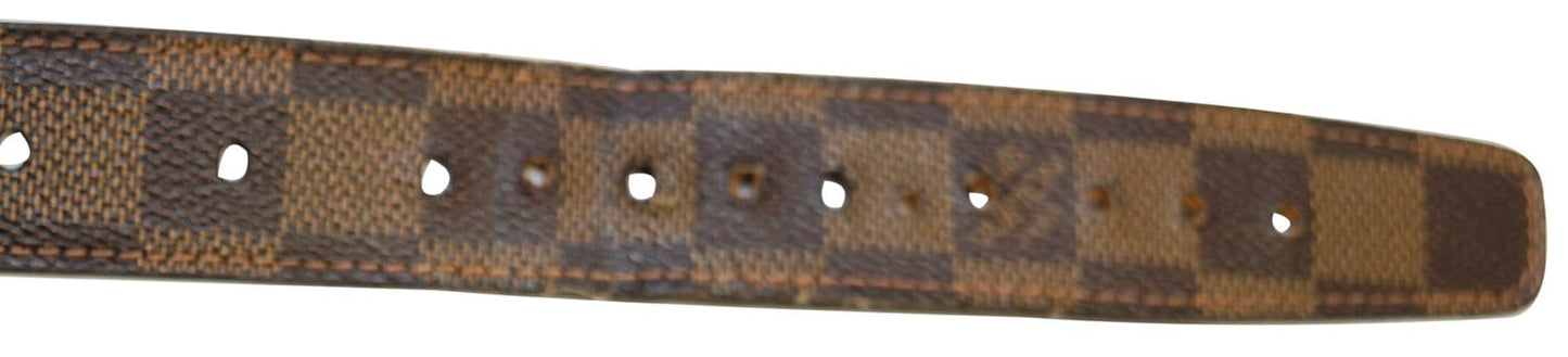 LOUIS VUITTON Damier Ebene Riveted Belt Size 90/36