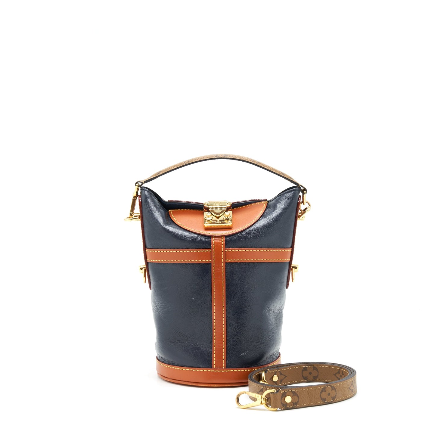 Louis Vuitton Duffle Purse Black With Monogram Strap
