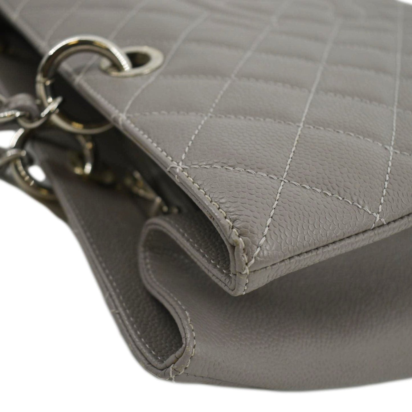 CHANEL XL Quilted Caviar Leather Shopping Tote Bag Gray