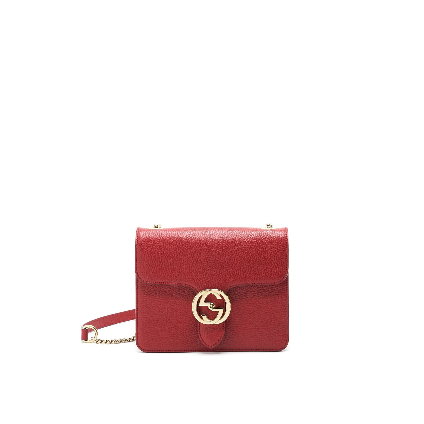Gucci Interlocking Small Chain crossbody Purse Red with