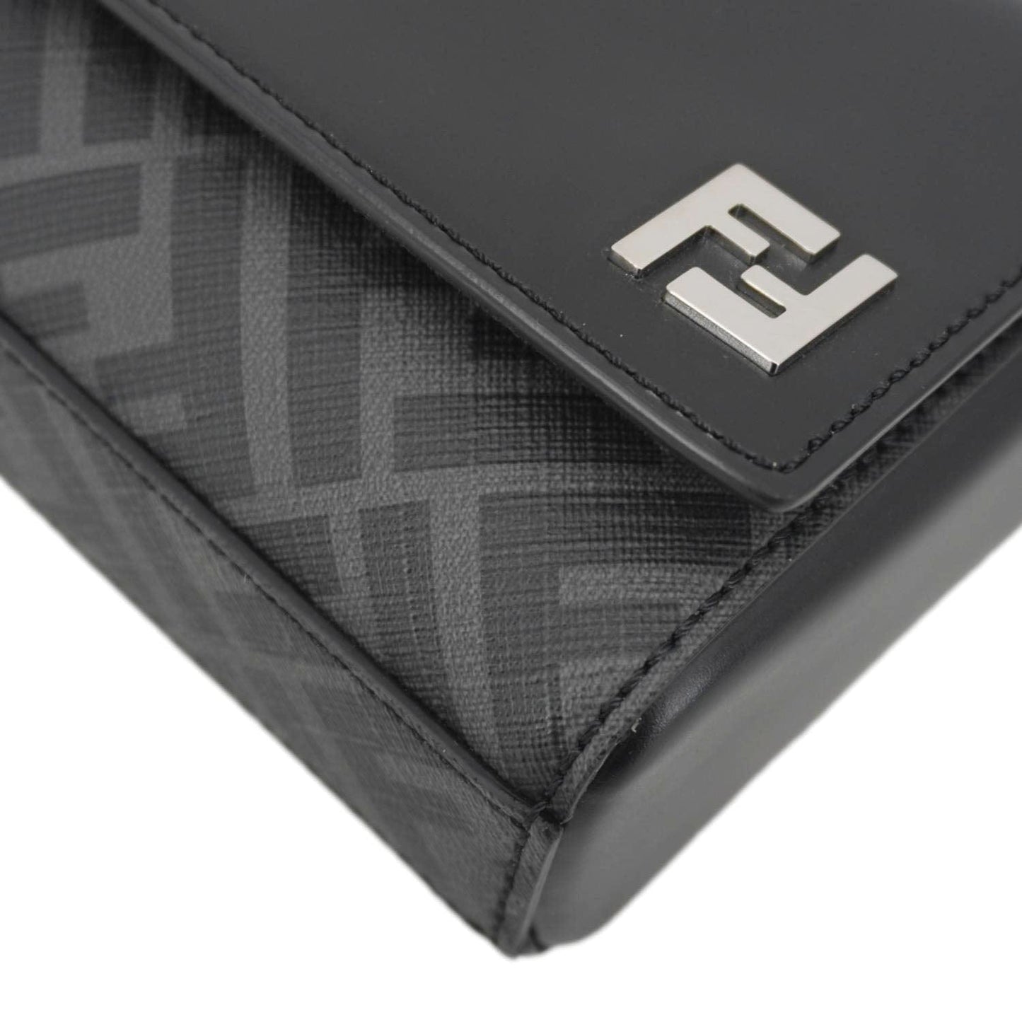 FENDI FF Squared Compact FF Canvas Shoulder Bag Black