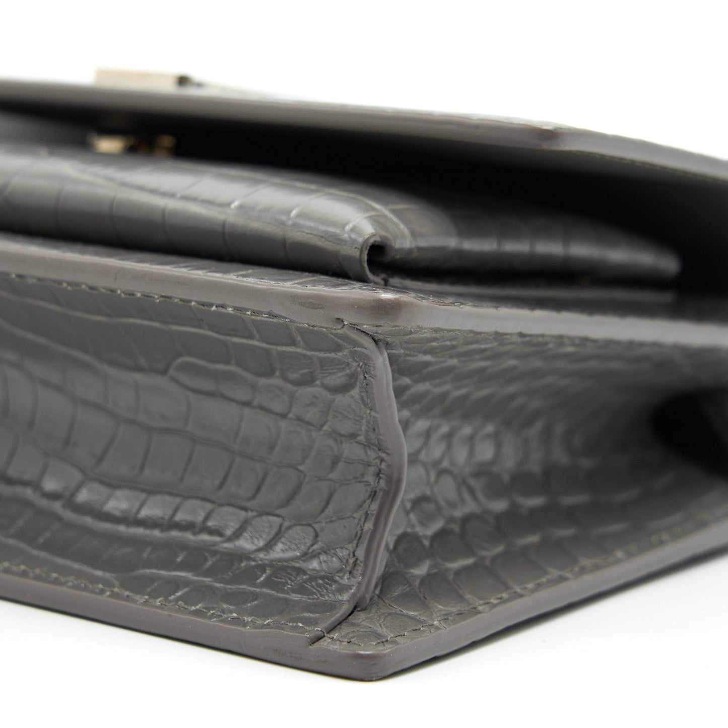 Saint Laurent Mini Sunset Shoulder Bag Grey SHW