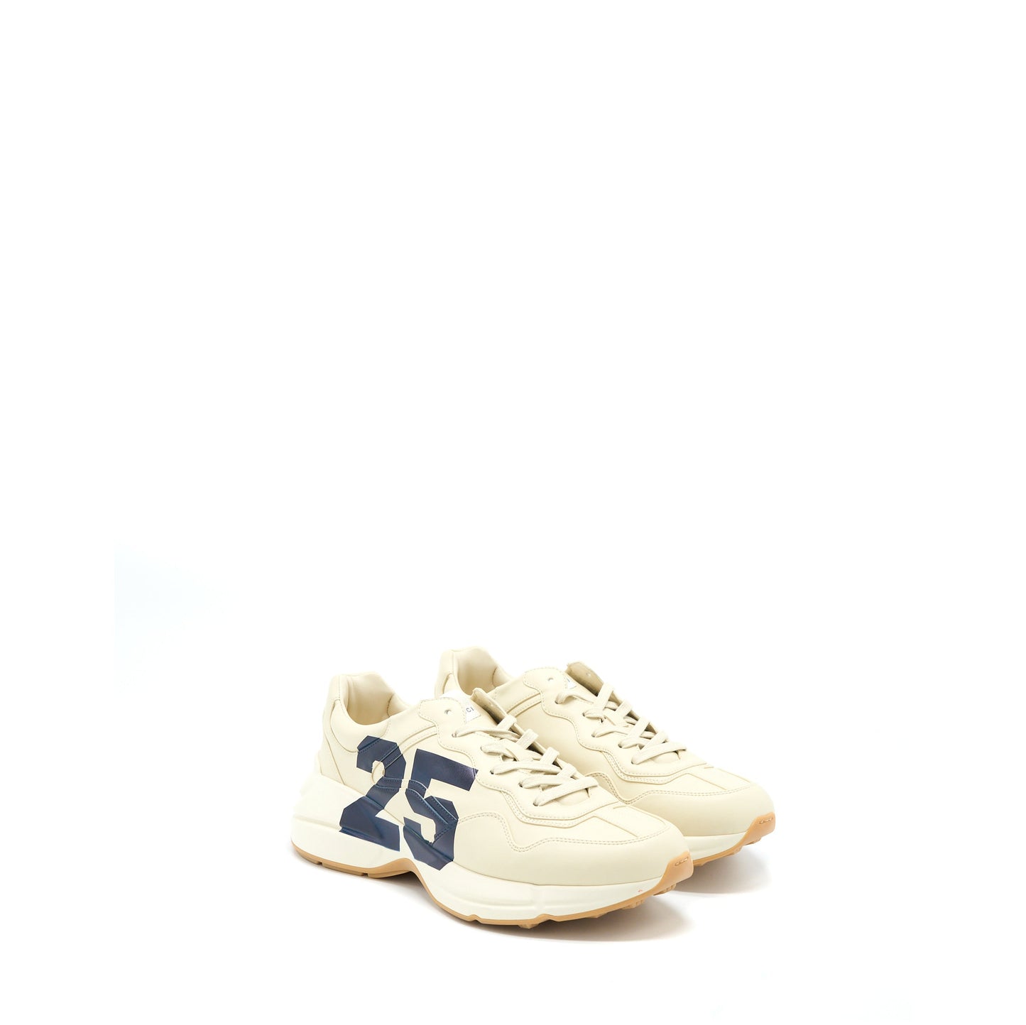 Gucci Size 10 Menâs Rhyton Sneaker with "25" Leather Ivory/Multicolour