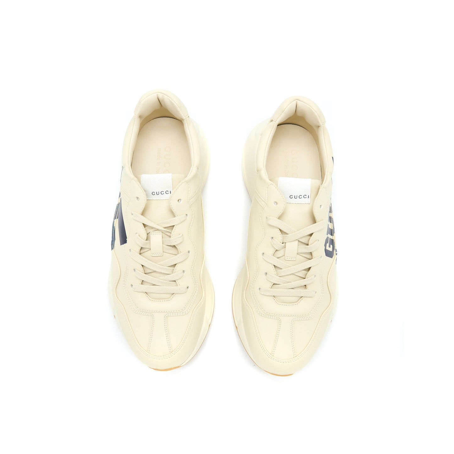 Gucci Size 10 Menâs Rhyton Sneaker with "25" Leather Ivory/Multicolour