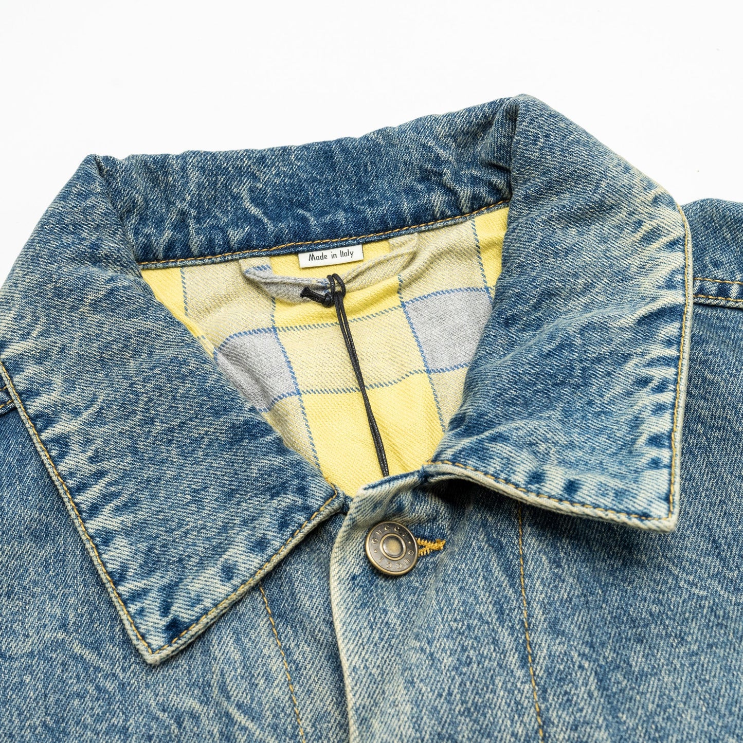 Gucci Size 46 Embroidered Logo Limited Edition Denim Jacket Cotton Blue