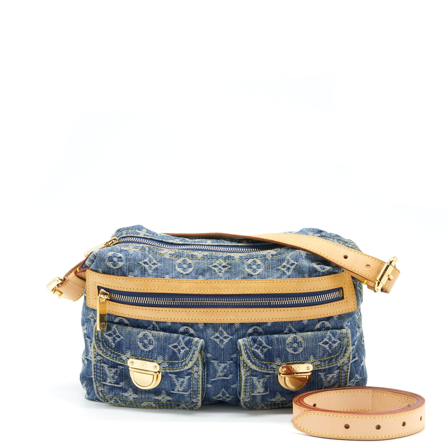 Louis Vuitton Vintage Denim Crossbody Purse With An Extra Strap