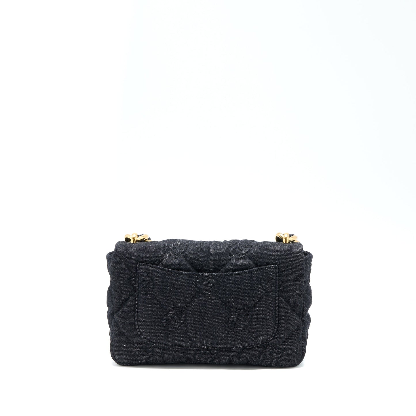 Chanel Chunky Chain Flap Bag Denim Black Brushed GHW (Microchip)