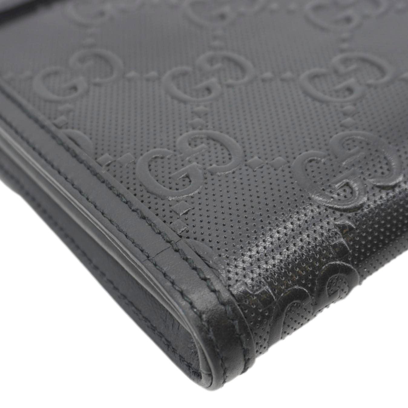 GUCCI GG Embossed Leather Messenger Bag Black 625782