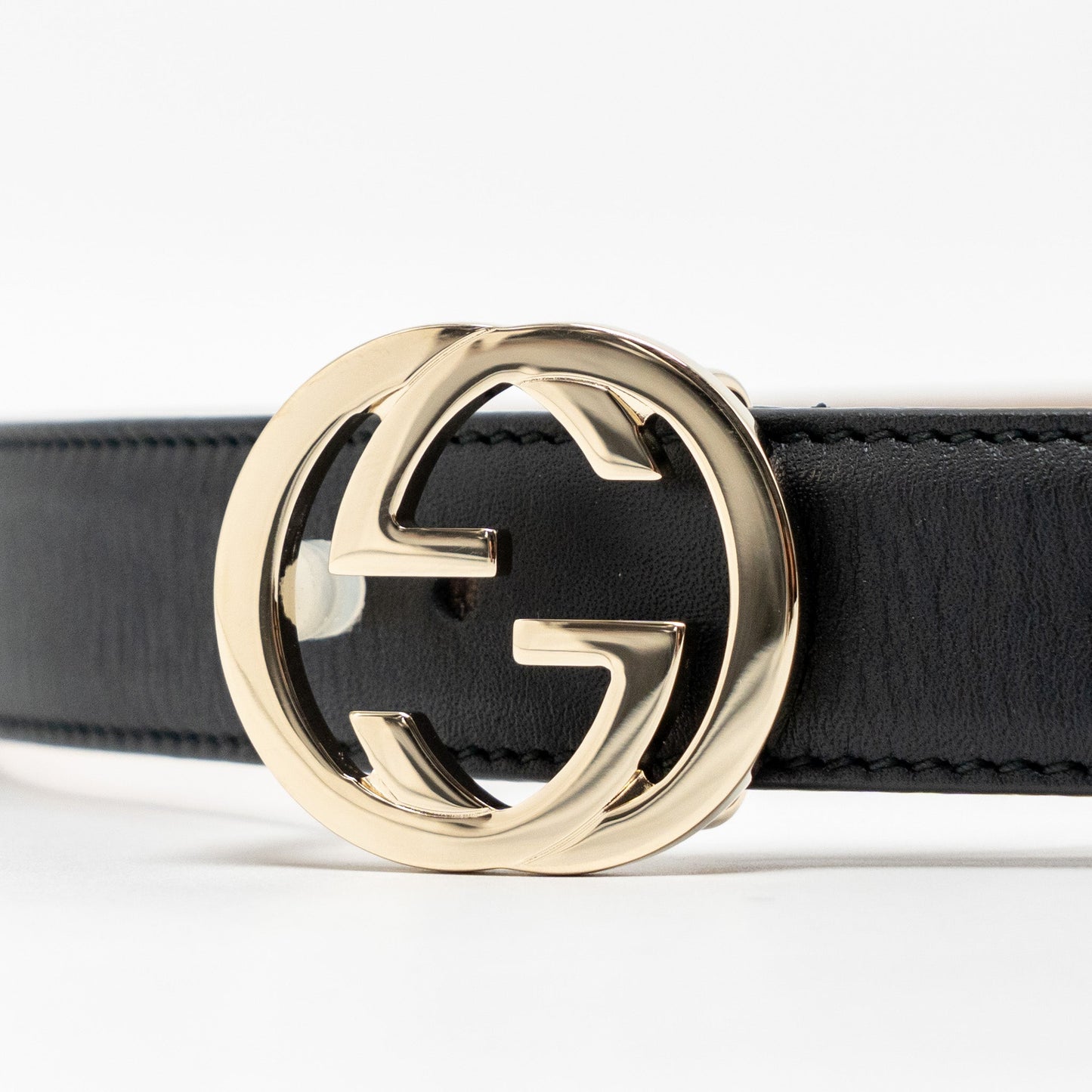 Gucci Size 80 Blondie Interlocking Logo Belt Leather Black