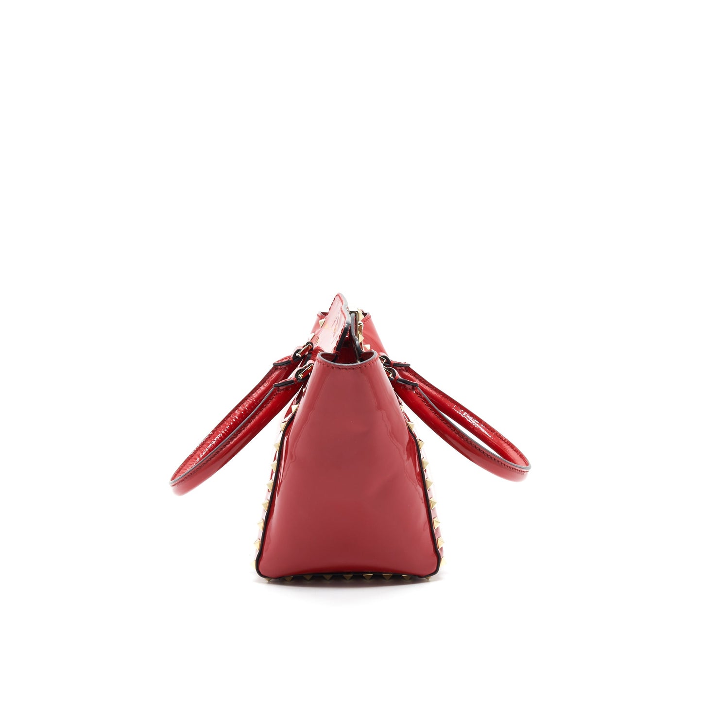 VALENTINO ROCKSTUD SMALL PAGOTA in patent Red