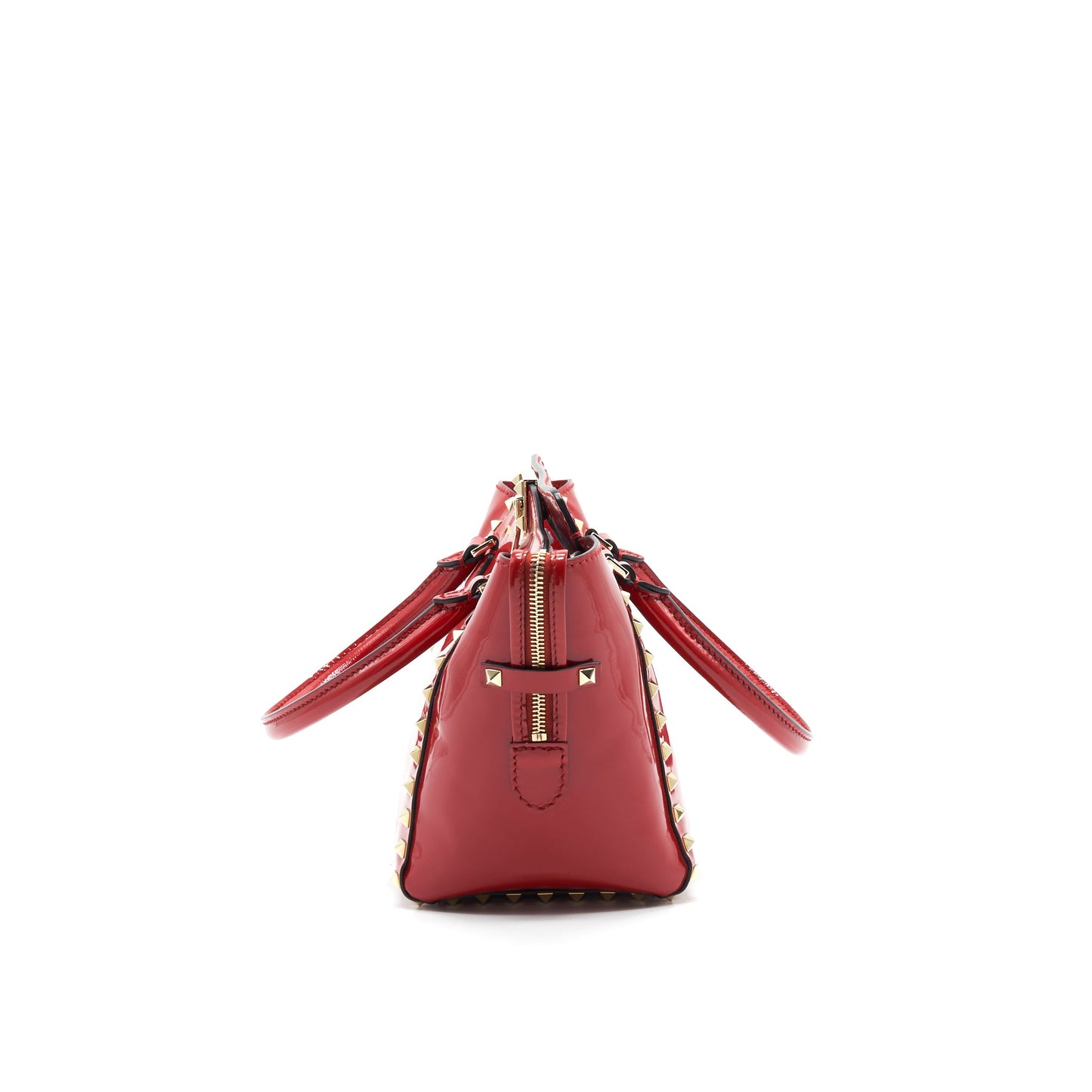 VALENTINO ROCKSTUD SMALL PAGOTA in patent Red