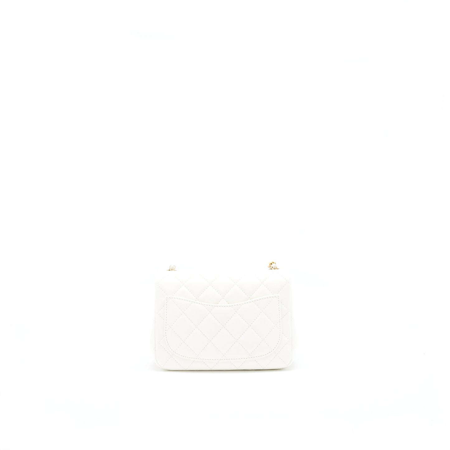 Chanel 21B Pearl Crush Square mini flap Bag White GHW