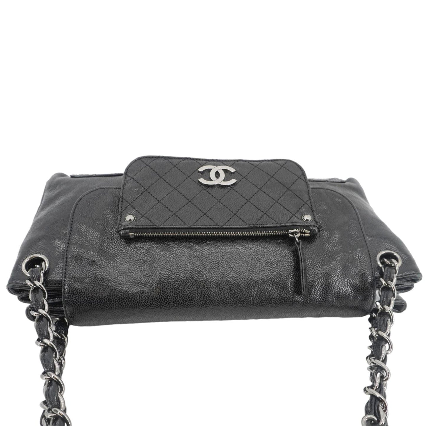 CHANEL Pocket in The City Caviar Leather Shoulder Bag Black