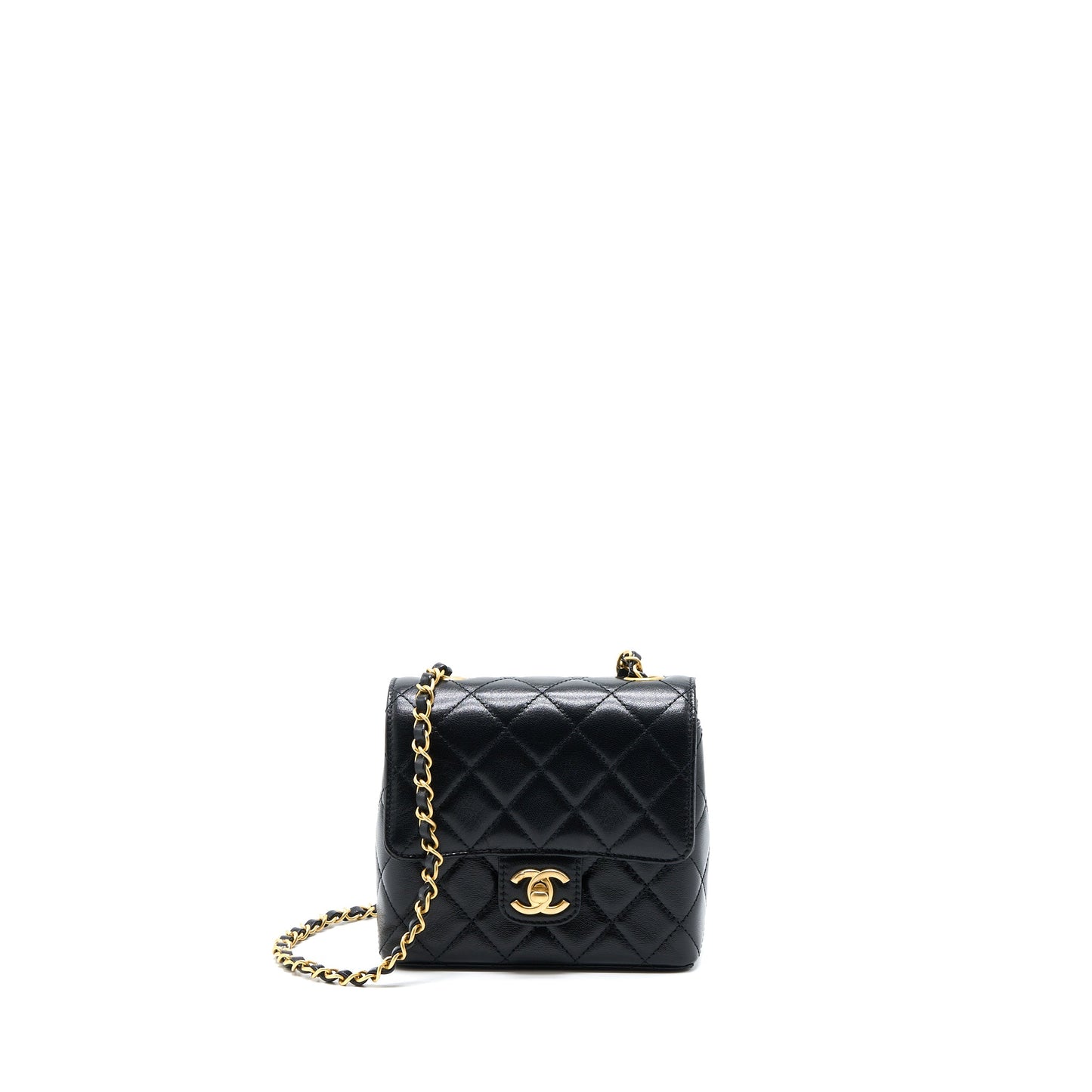 Chanel 22K Retro Classic New Square Mini Flap Bag Goatskin Black GHW (Microchip)