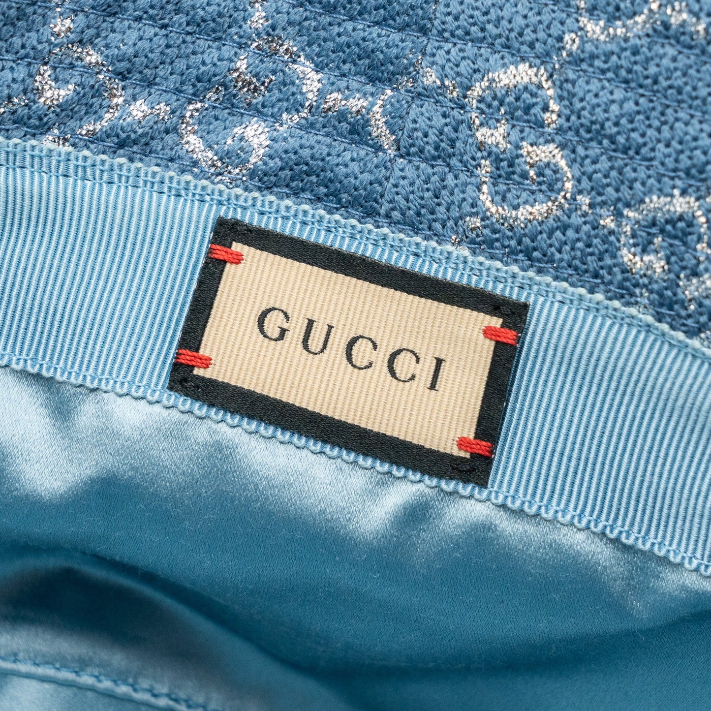 GUCCI Large Lame Bucket Hat Wool turquoise/silver