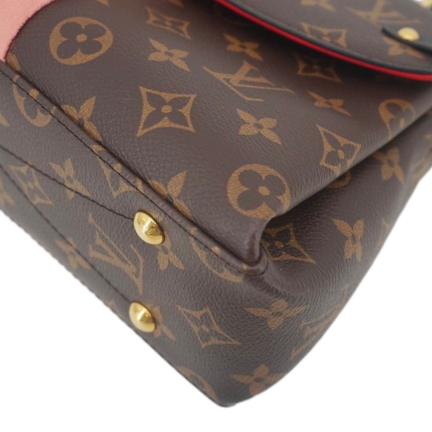 LOUIS VUITTON Georges BB Monogram Canvas Shoulder Bag Coquelicot Peach