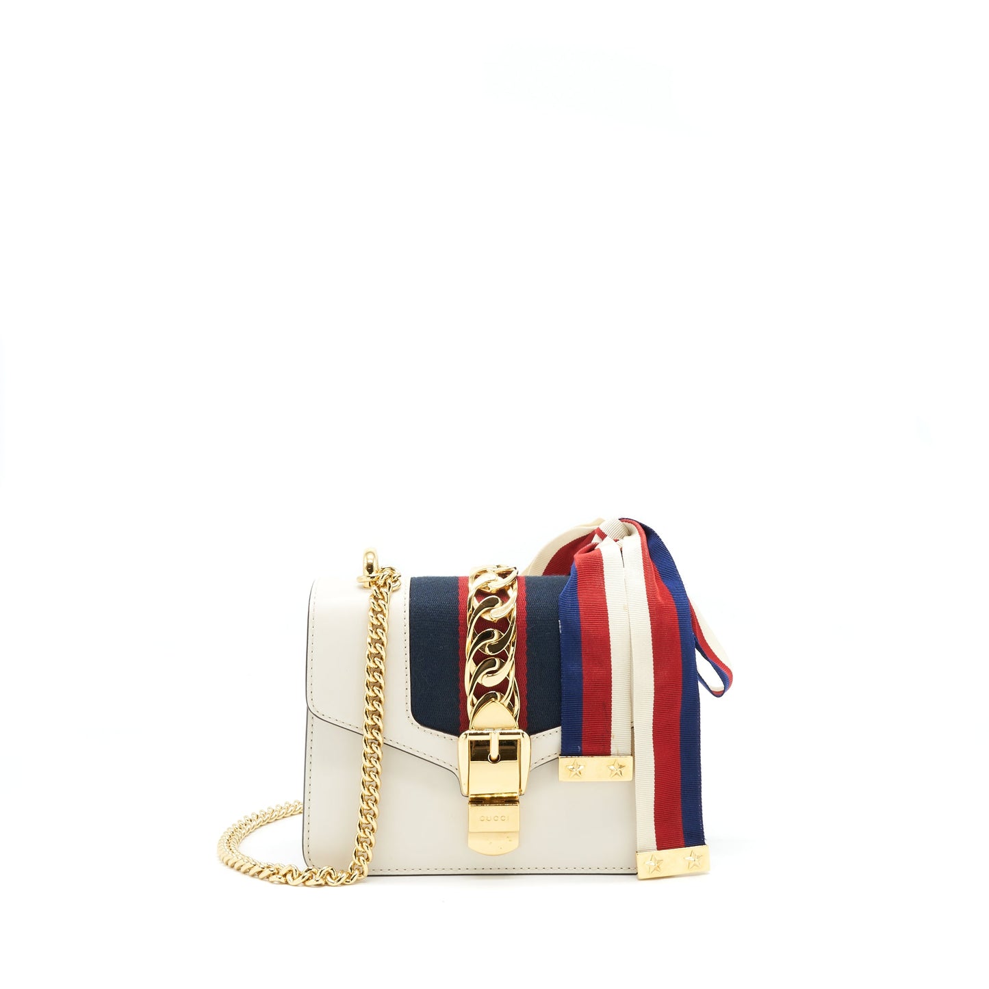 Gucci Mini Sylvie Crossbody Chain Purse White