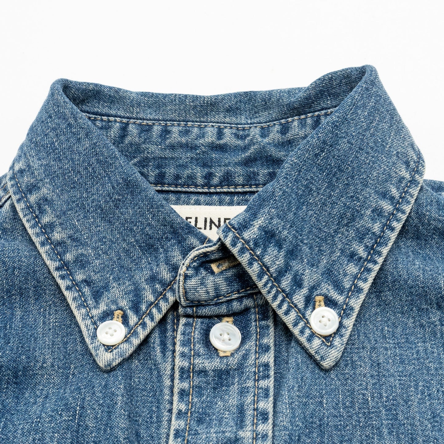 Celine Size Cropped Shirt Cotton in Union Ocean Wash Denim Blue