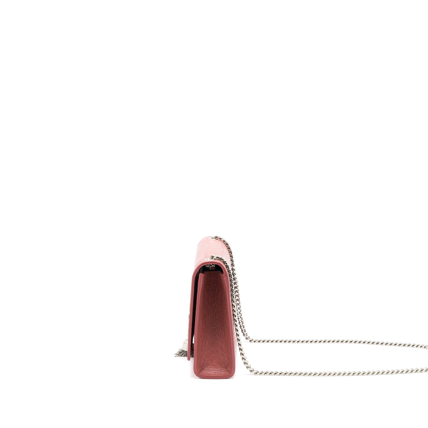 Saint Laurent Medium Kate Crocodile-Embossed Calfskin Pink