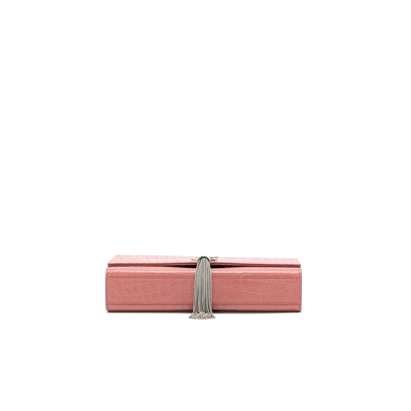 Saint Laurent Medium Kate Crocodile-Embossed Calfskin Pink