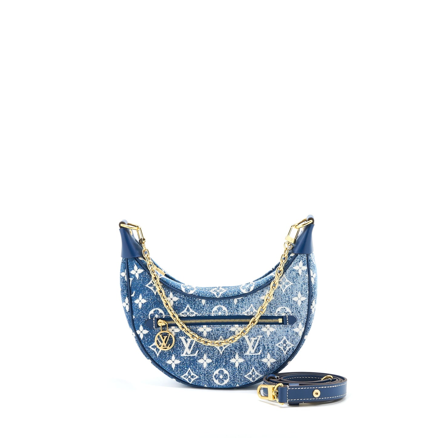 Louis Vuitton Half-Moon Loop Baguette Handbag Denim Blue