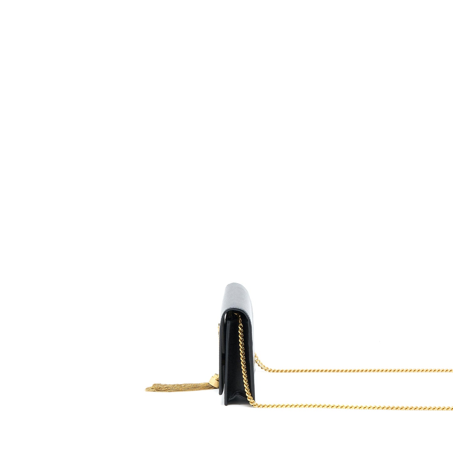 Saint Laurent Kate Chain Wallet With Tassel Grained Calfskin Black