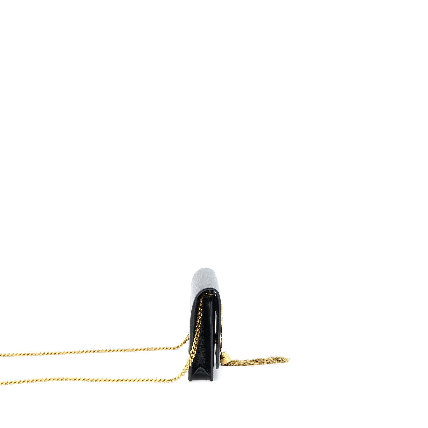 Saint Laurent Kate Chain Wallet With Tassel Grained Calfskin Black