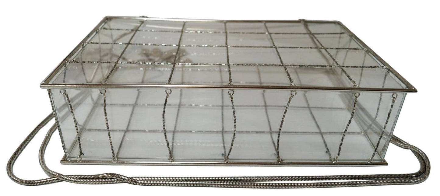 CHANEL Plastic Box Chain Grid Clear Shoulder Bag Rare