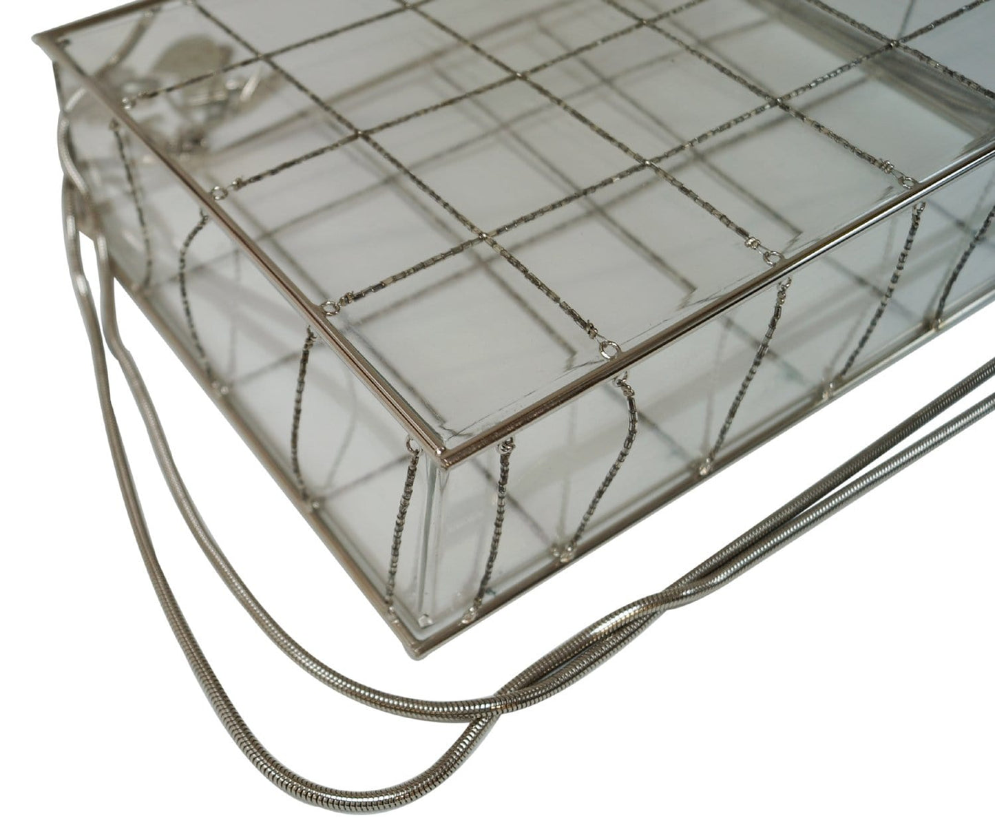 CHANEL Plastic Box Chain Grid Clear Shoulder Bag Rare