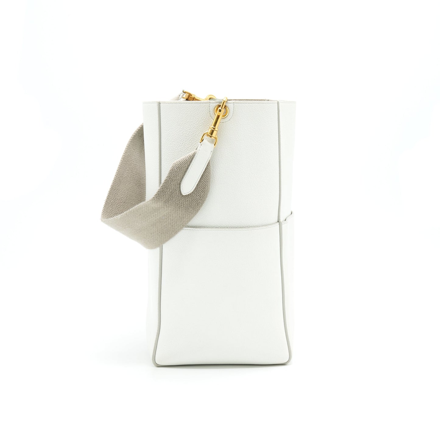 CELINE SANGLE BUCKET Purse WHITE