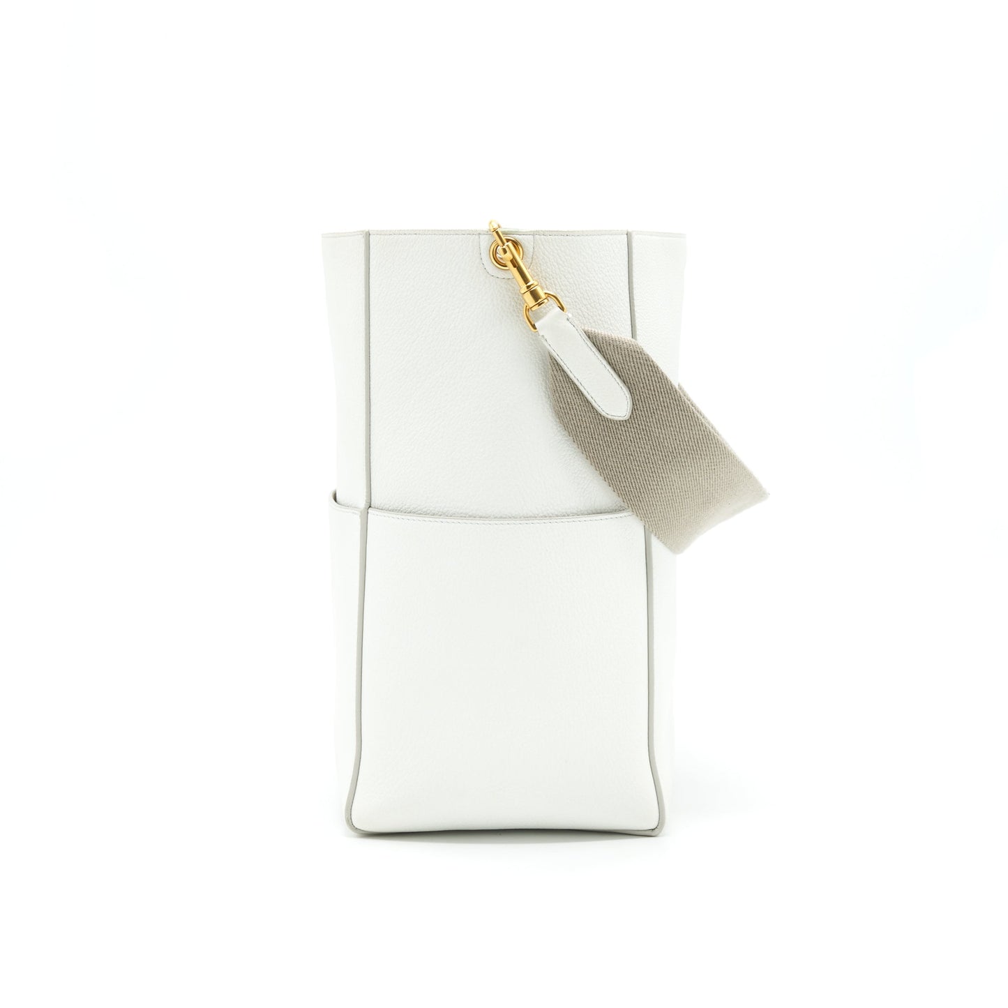 CELINE SANGLE BUCKET Purse WHITE