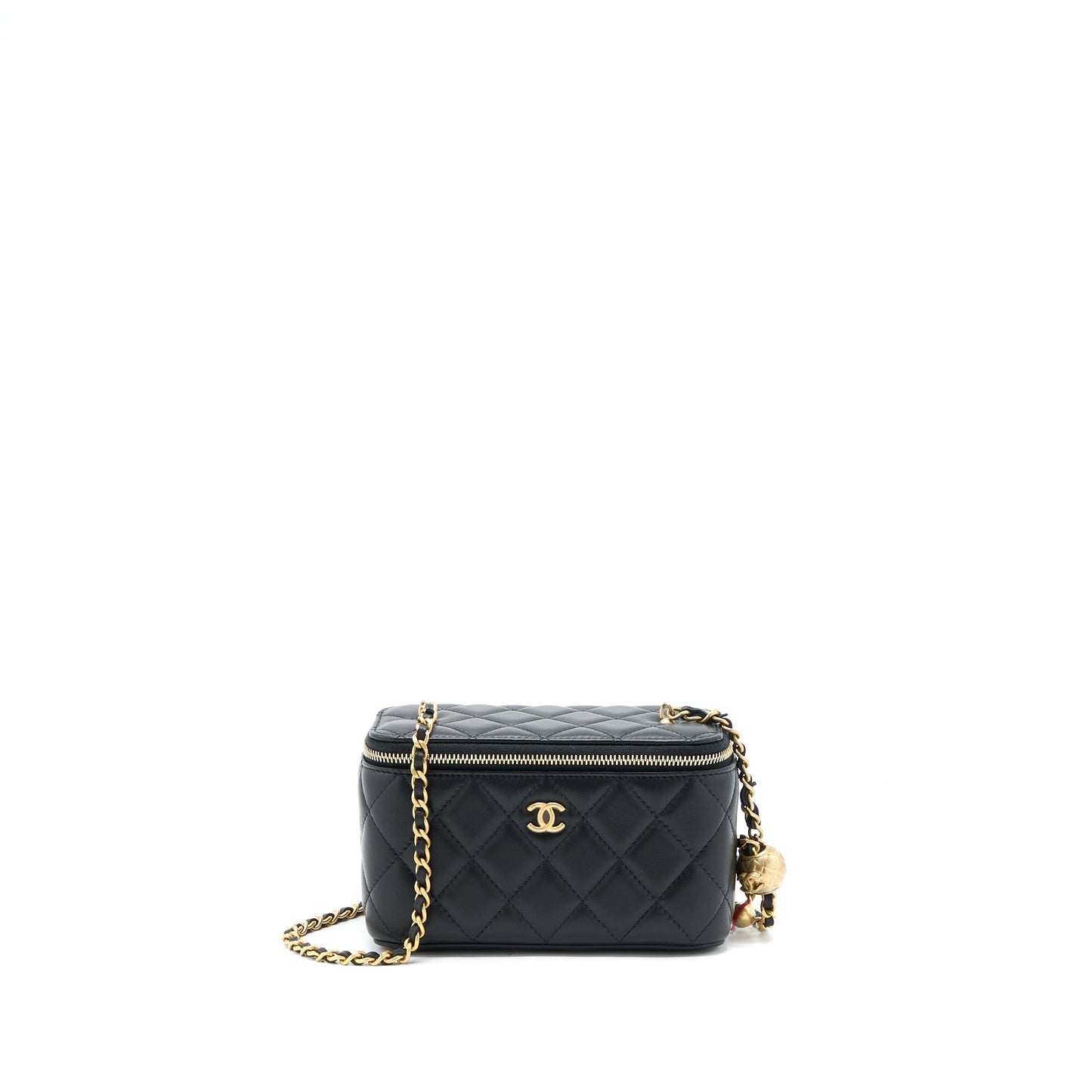Chanel 22B Pearl Crush Long Vanity with Chain Lambskin Black GHW (Microchip)
