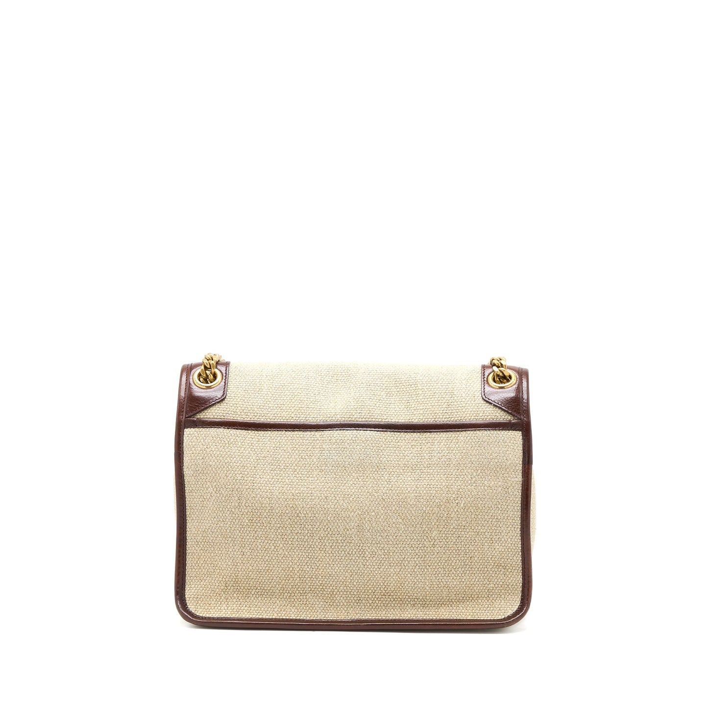 Saint Laurent Medium Niki Purse Trimmed Linen Canvas Brown