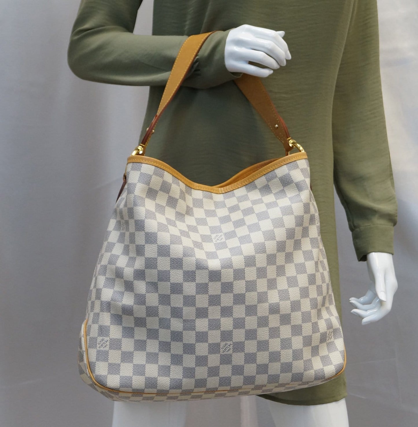 LOUIS VUITTON Damier Azur Rose Ballerine Delightful MM NM Hobo Bag