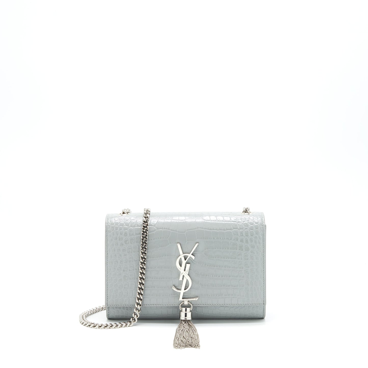 Saint Laurent/ Small Kate Purse Crocodile-Embossed with Tassel